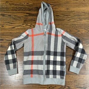 Burberry kids gray check hoodie jacket size 14 children